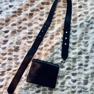 All Saints Shiny Black Crossbody Bag